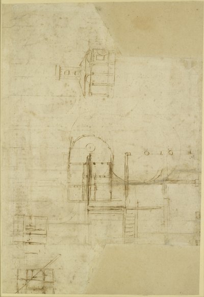 Verso : Divers plans de sol esquissés grossièrement - Raffaello Sanzio Raphael